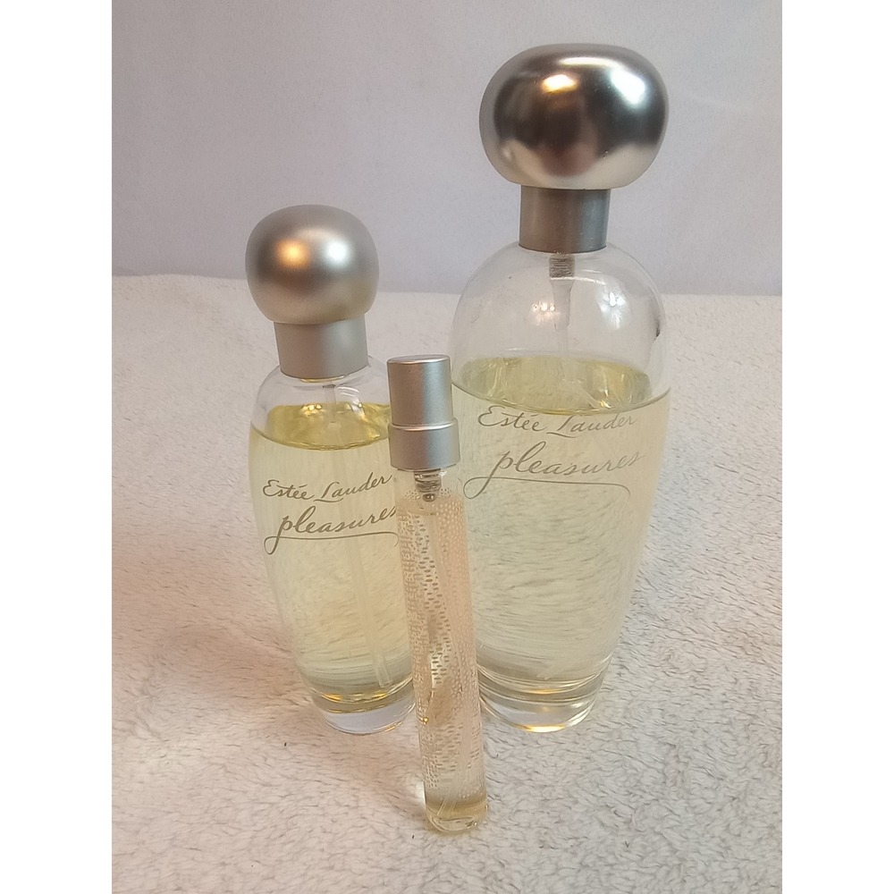 Estee Lauder Pleasures Eau de Parfum Spray Bundle 3.4oz 1.7oz & Travel Size